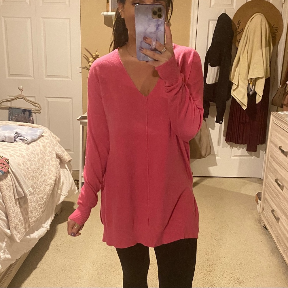 Long sleeve hot pink top